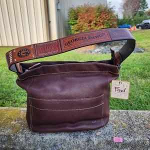 New Fossil Georgia Bulldogs UGA Leather Handbag NWT
